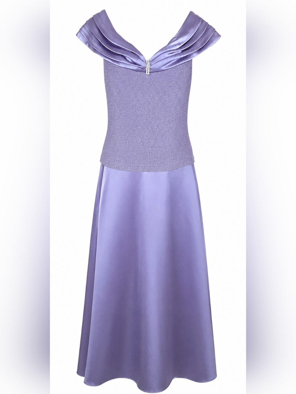 Patra Lavender Off-Shoulder Satin & Glitter Bodice Evening Gown
